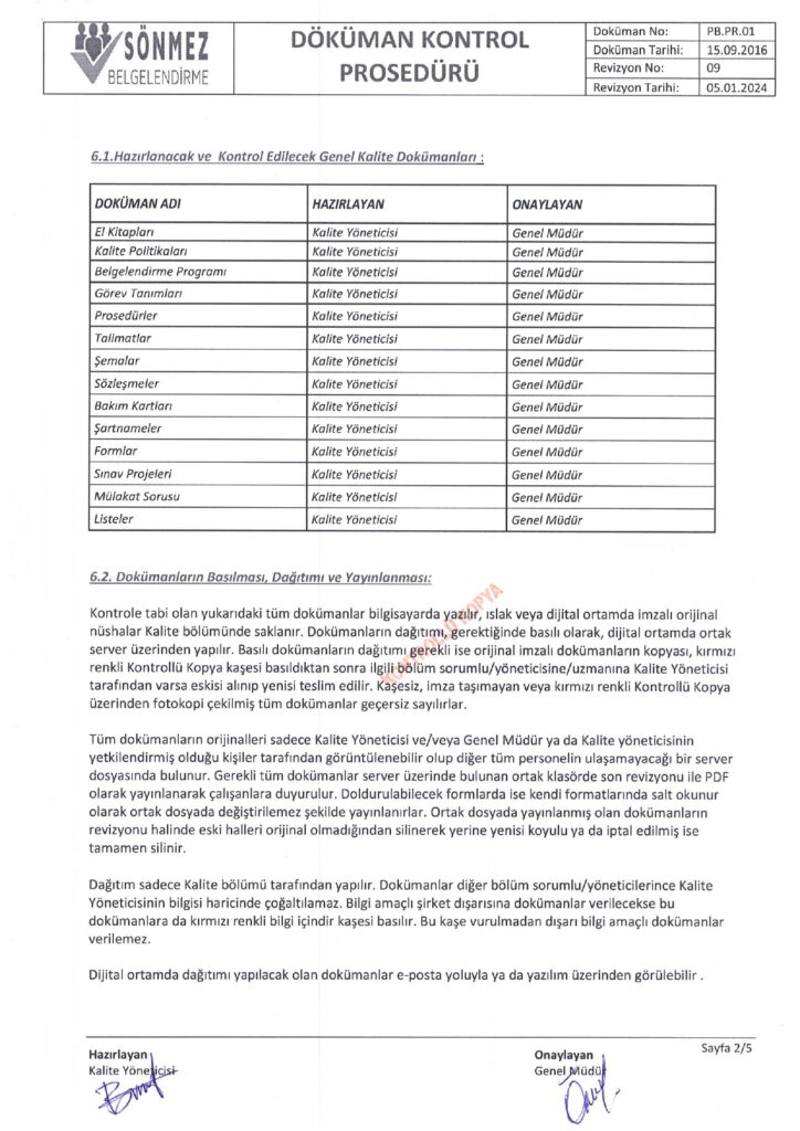 dokuman kontrol proseduru 2